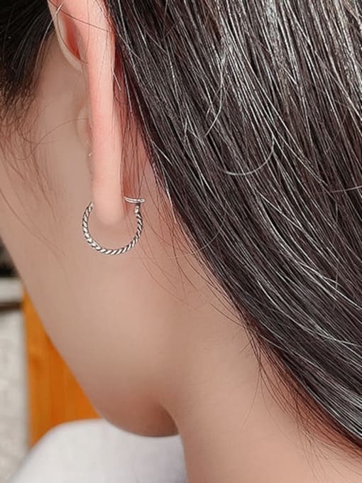 TAIS 925 Sterling Silver Geometric Vintage Huggie Earring 2