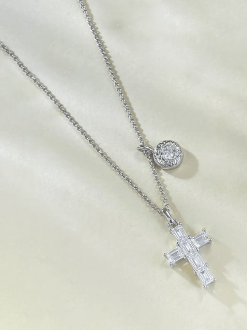 M&J 925 Sterling Silver Cubic Zirconia Cross Luxury Regligious Necklace 2