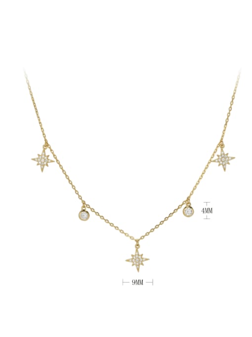 gold 40+5MM 925 Sterling Silver Cubic Zirconia Star Dainty Necklace