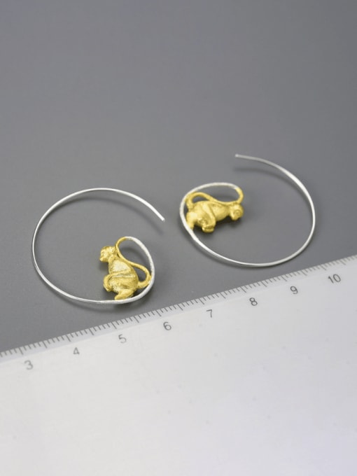 LOLUS 925 Sterling Silver Monkey Artisan Hook Earring 2