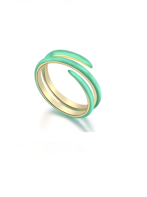 Golden green AY120215 925 Sterling Silver Enamel Geometric Minimalist Stackable Ring