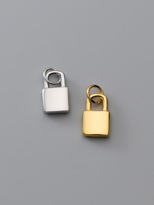 FAN S925 Silver Plated Glossy Gold Lock Hoop Bracelet Necklace Pendant 2