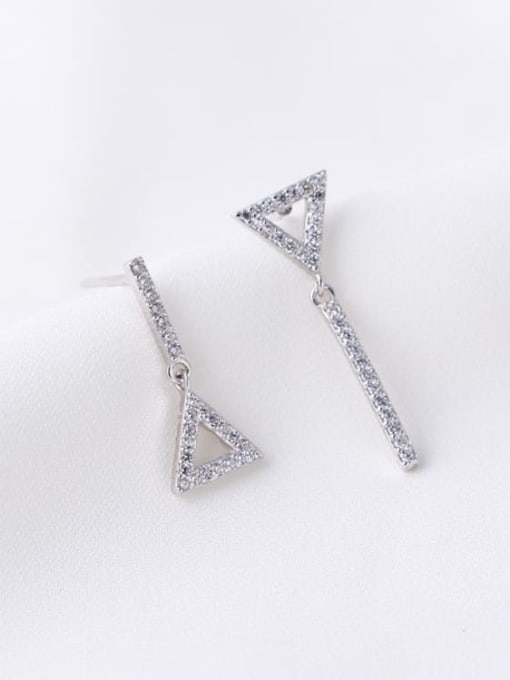 Triangle (yhe071) 925 Sterling Silver Rhinestone White Geometric Minimalist Stud Earring
