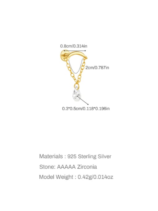 YUANFAN 925 Sterling Silver Cubic Zirconia Heart Tassel Minimalist Single Earring 4