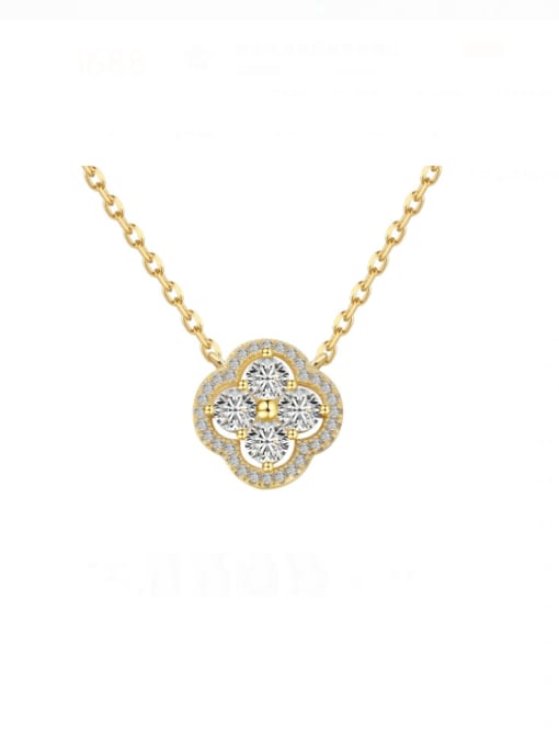 Golden white  DY190700 S G WH 925 Sterling Silver Cubic Zirconia Dainty Clover  Earring Ring and Necklace Set