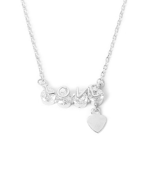 PNJ-Silver 925 Sterling Silver Cubic Zirconia Heart Minimalist Necklace