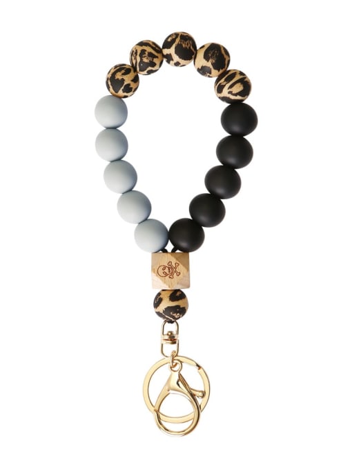 Leopard Print Silicone Beads + Skull / leopard Beech Bracelet /Key Chain