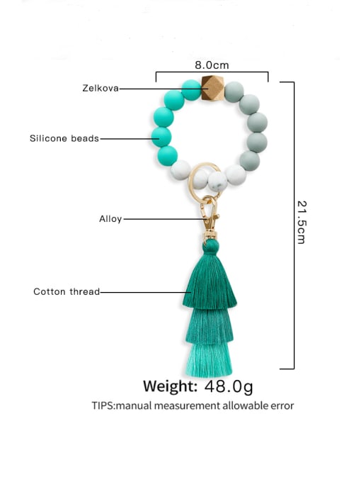 JMI Alloy  Cotton Rope Silicone Bead Tassel Bracelet /Key Chain 3