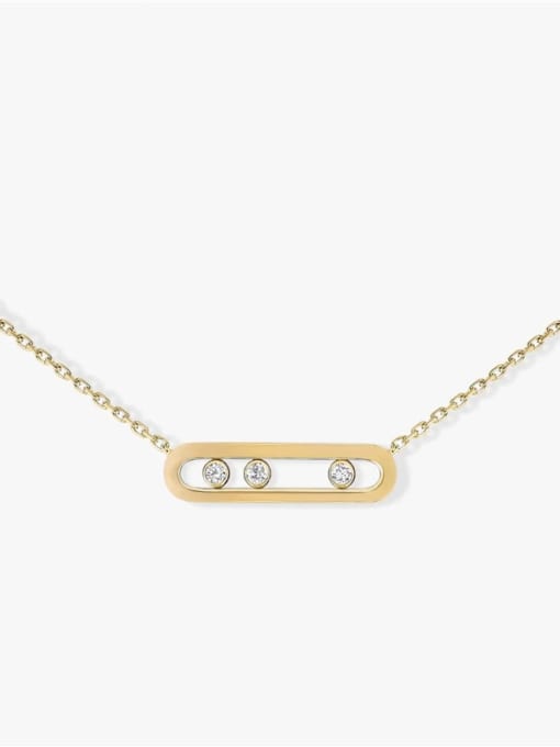 Flat Gold Color 925 Sterling Silver Cubic Zirconia Necklace