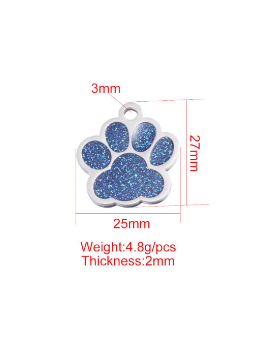 MEN PO Stainless Steel Cute Dog Claw Epoxy Flash Blue Pet Jewelry Accessories 1