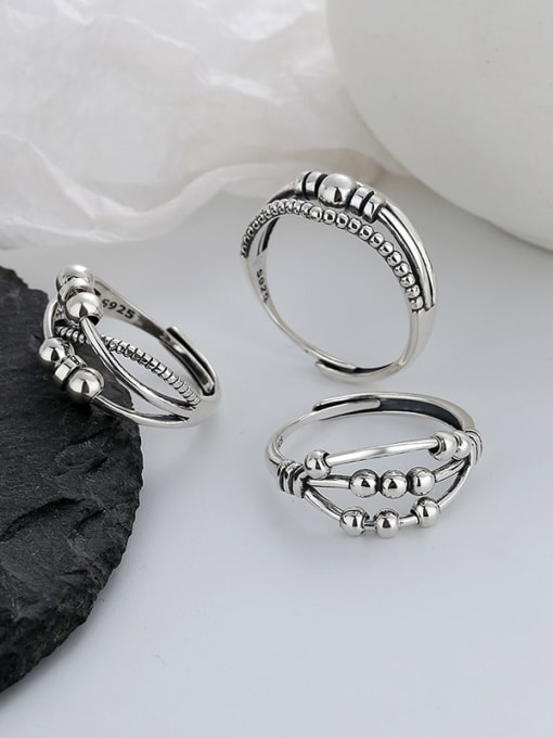 TAIS 925 Sterling Silver Bead Round Vintage Stackable Ring