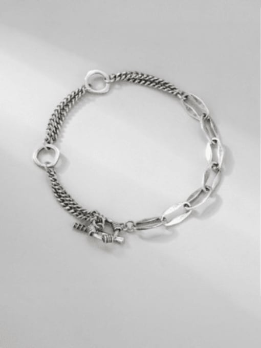 Ot buckle geometric Bracelet 925 Sterling Silver Irregular Vintage Strand Bracelet