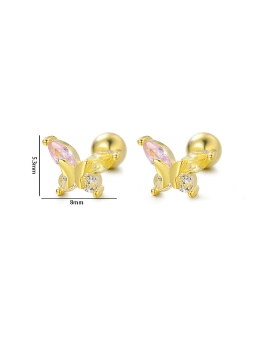 JY- Silver Jewelry 925 Sterling Silver Cubic Zirconia Butterfly Minimalist Stud Earring 2