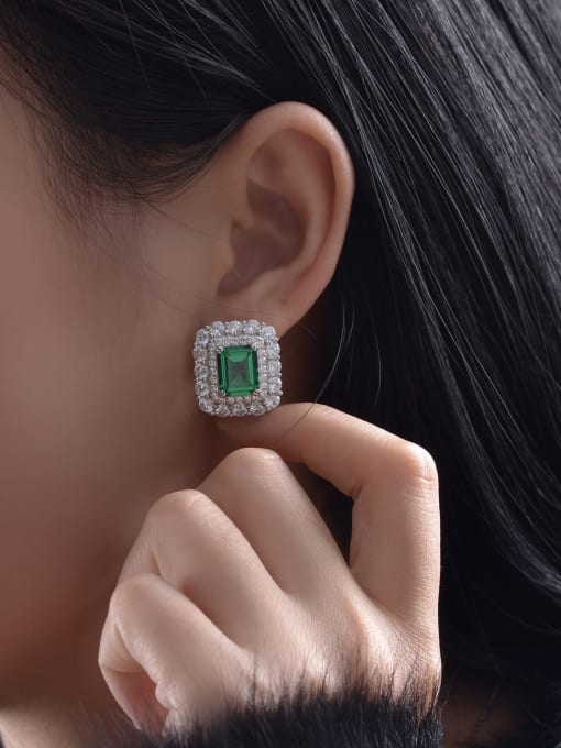 A&T Jewelry 925 Sterling Silver High Carbon Diamond Geometric Luxury Stud Earring 1