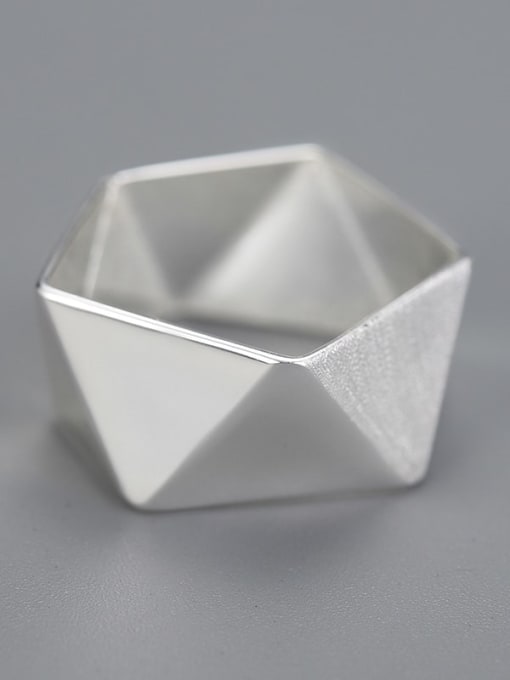 LOLUS 925 Sterling Silver Personalized design multi-sided origami Geometric Artisan Band Ring 2
