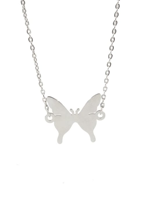 Steel color Stainless steel Butterfly Minimalist Necklace