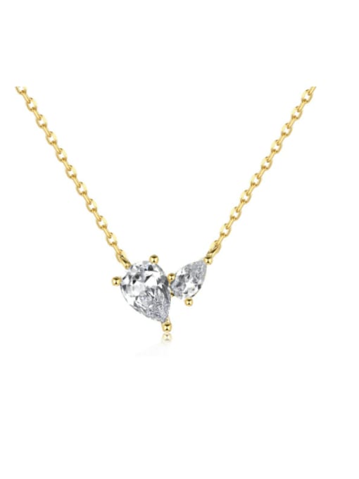 gold DY190754 S G WH 925 Sterling Silver Cubic Zirconia Heart Dainty Necklace