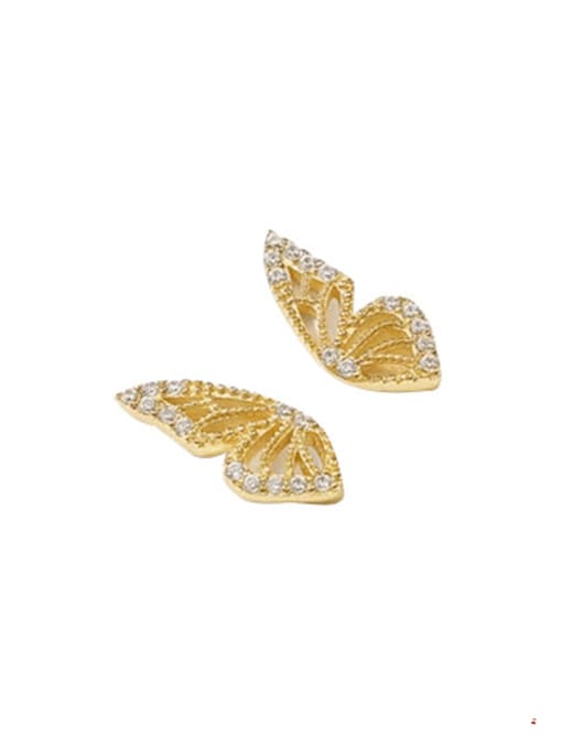 YUANFAN 925 Sterling Silver Cubic Zirconia Butterfly Minimalist Stud Earring 2