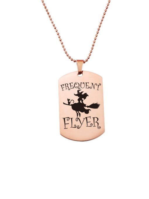 rose gold Stainless Steel Army Brand Laser Christmas Easter Series Pendant Necklace