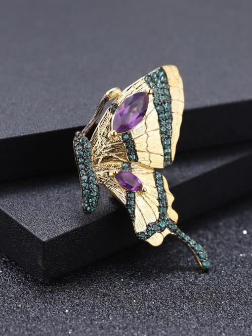 ZXI-SILVER JEWELRY 925 Sterling Silver Amethyst  Vintage Butterfly brooch Pendant Necklace 2