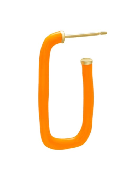 orange Brass Enamel Geometric Trend Stud Earring