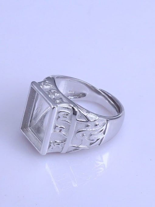 Supply 925 Sterling Silver 18K White Gold Plated Geometric Ring Setting Stone size: 10*14mm 1