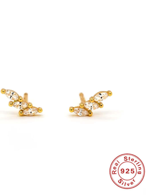 Gold Color, Style 2 925 Sterling Silver Geometric Stud Earring
