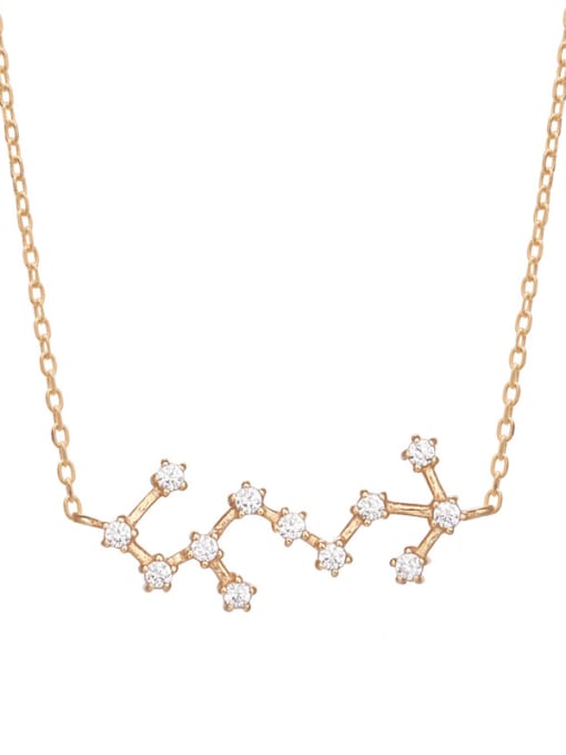 A802 Scorpio with champagne gold plating 925 Sterling Silver Cubic Zirconia Constellation Minimalist Necklace