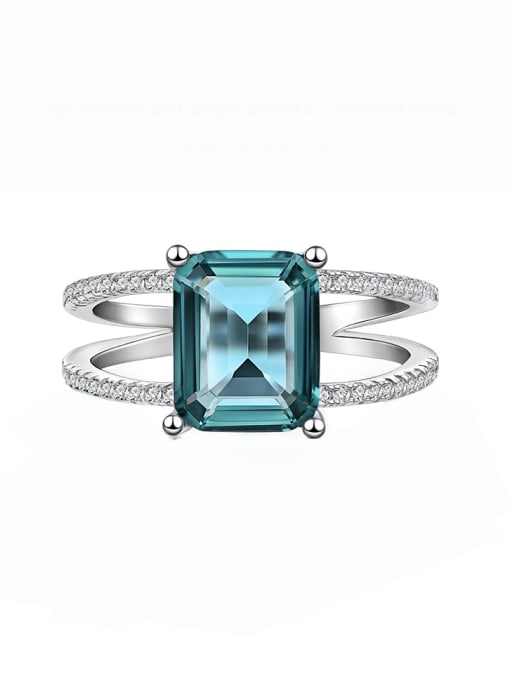 dark green 925 Sterling Silver Cubic Zirconia Geometric Luxury Stackable Ring