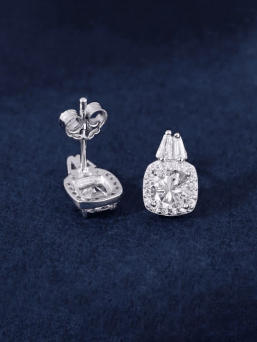 DY110122 S W WHITE 925 Sterling Silver Cubic Zirconia Geometric Luxury Stud Earring