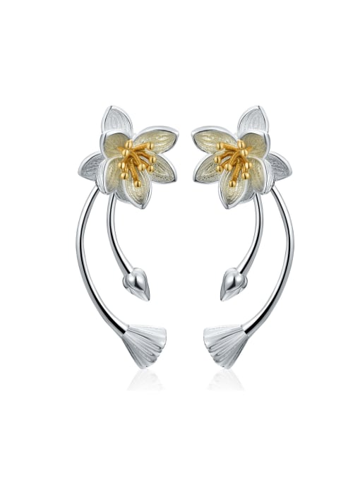 LOLUS 925 Sterling Silver elegant and refined lotus earrings