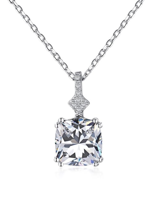 DY190337 S W WH 925 Sterling Silver Cubic Zirconia Geometric Dainty Necklace