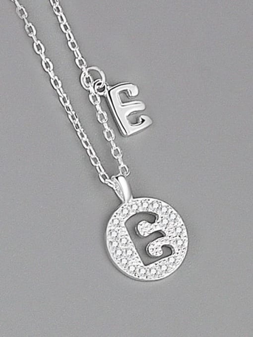 Silver (letter E) 925 Sterling Silver Cubic Zirconia Letter Minimalist Necklace