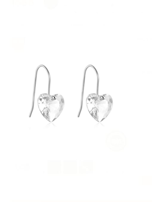 YUANFAN 925 Sterling Silver Cubic Zirconia Heart Minimalist Hook Earring 2