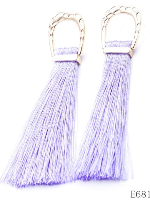 E68196 purple Alloy Rhinestone Tassel Cute Drop Earring