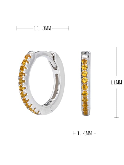 white gold+Yellow 925 Sterling Silver Cubic Zirconia Geometric Minimalist Huggie Earring