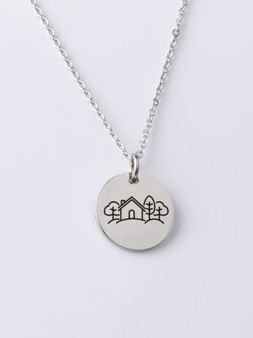 Steel yp001 88 20mm Stainless Steel Animation House Pattern Necklace
