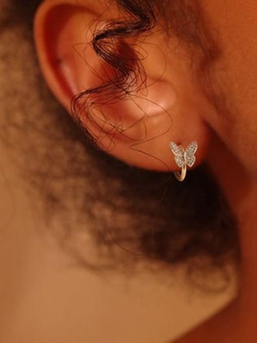 ZEMI 925 Sterling Silver Cubic Zirconia Butterfly Dainty Stud Earring 2