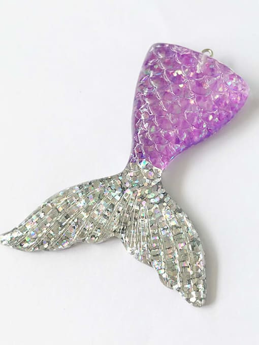 Purple Silver Multicolor Resin Fish Charm Height : 5.5 mm , Width: 7.2 mm