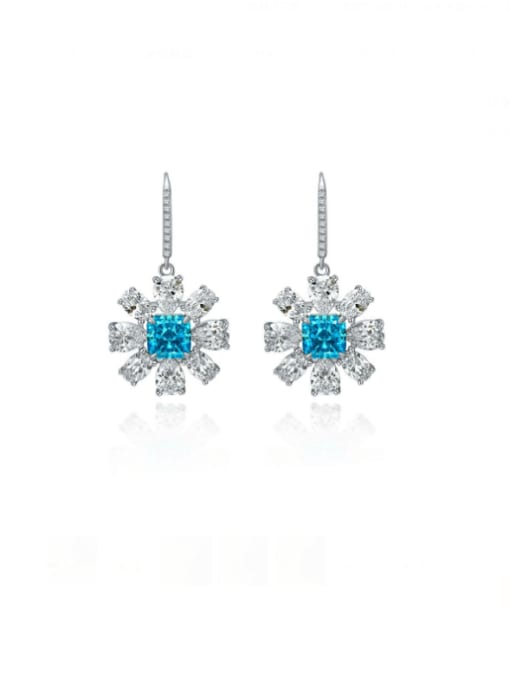 A&T Jewelry 925 Sterling Silver High Carbon Diamond Flower Luxury Hook Earring 2