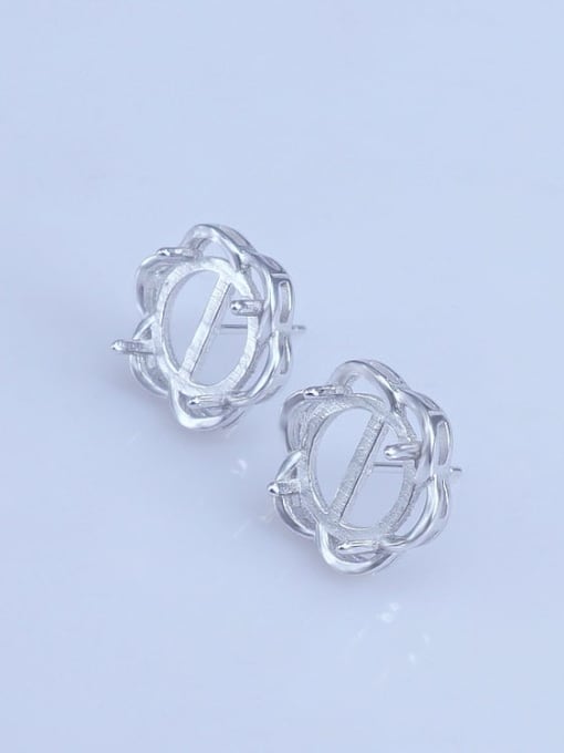 Supply 925 Sterling Silver 18K White Gold Plated Geometric Earring Setting Stone size: 10*10mm 1