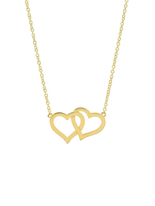 golden 925 Sterling Silver Hollow  Heart Minimalist Necklace