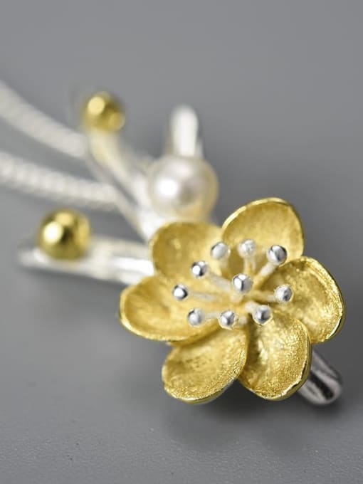 LOLUS 925 Sterling Silver National style flower creative pearl ice and snow Artisan Pendant 2