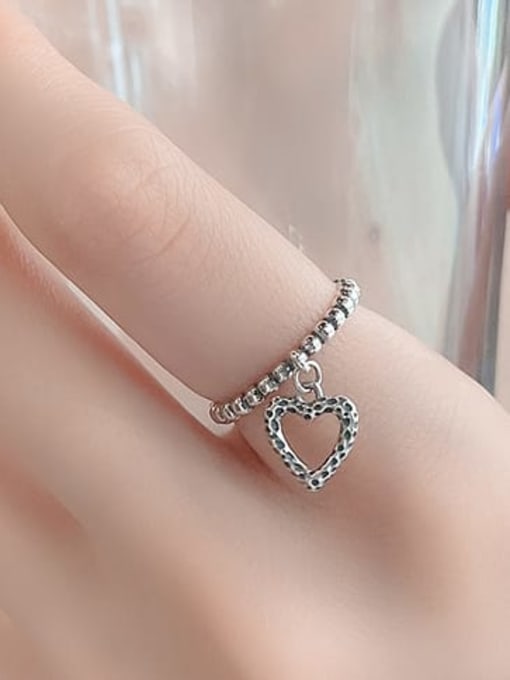 TAIS 925 Sterling Silver Heart Vintage Bead Ring 1
