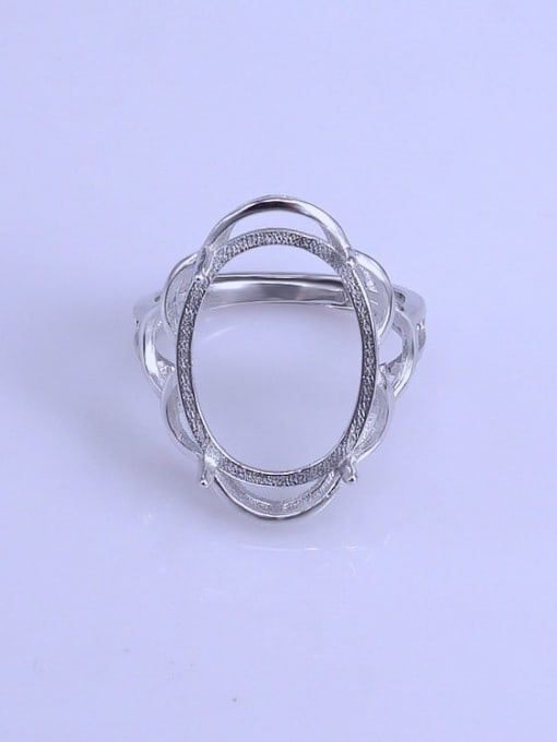 Supply 925 Sterling Silver 18K White Gold Plated Geometric Ring Setting Stone size: 15*19mm