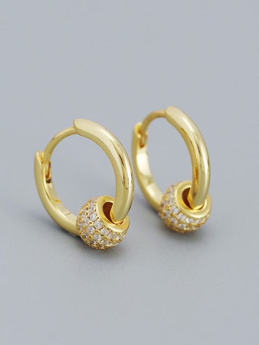 Gold (white stone) 925 Sterling Silver Cubic Zirconia Geometric Dainty Stud Earring