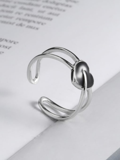 platinum 925 Sterling Silver Heart Minimalist Stackable Ring