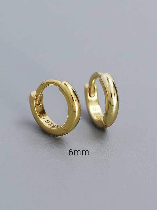 6mm Gold 925 Sterling Silver Geometric Minimalist Huggie Earring