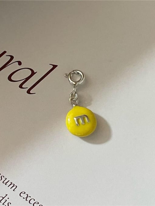 M bean (yellow) 925 Sterling Silver Enamel Heart Cute Pendant
