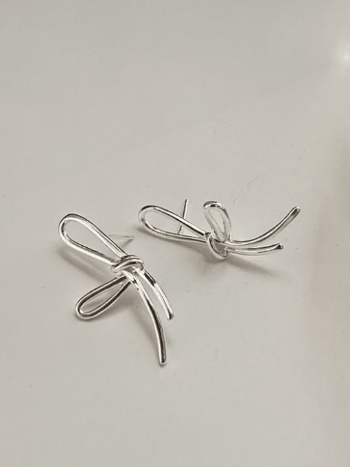 1ES31 (silver) 925 Sterling Silver Bowknot Vintage Stud Earring